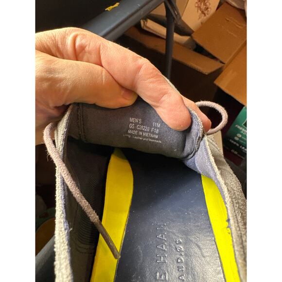 COLE HAAN LUNARGRAND SUEDE WINGTIP CHARCOAL GREY GRAY VOLT YELLOW Men size‎ 11